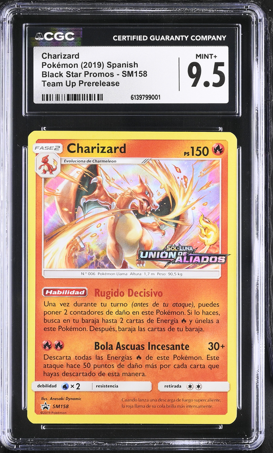 Charizard Pre Release Team Up Spanish Promo - CGC 9.5