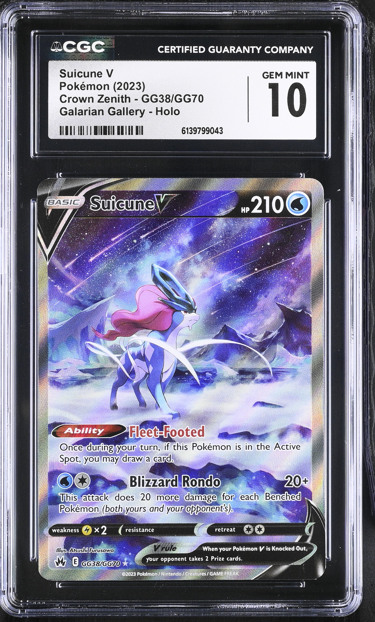 Suicune V Galarian Gallery Crown Zenith - CGC 10