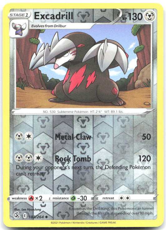 Excadrill Reverse Holo Uncommon SWSH08: Fusion Strike 183/264 NM