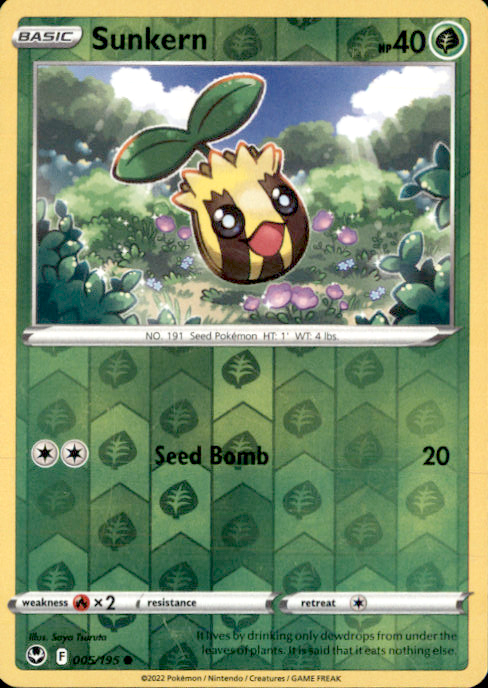 Sunkern Reverse Holo Common SWSH12: Silver Tempest 005/195 NM