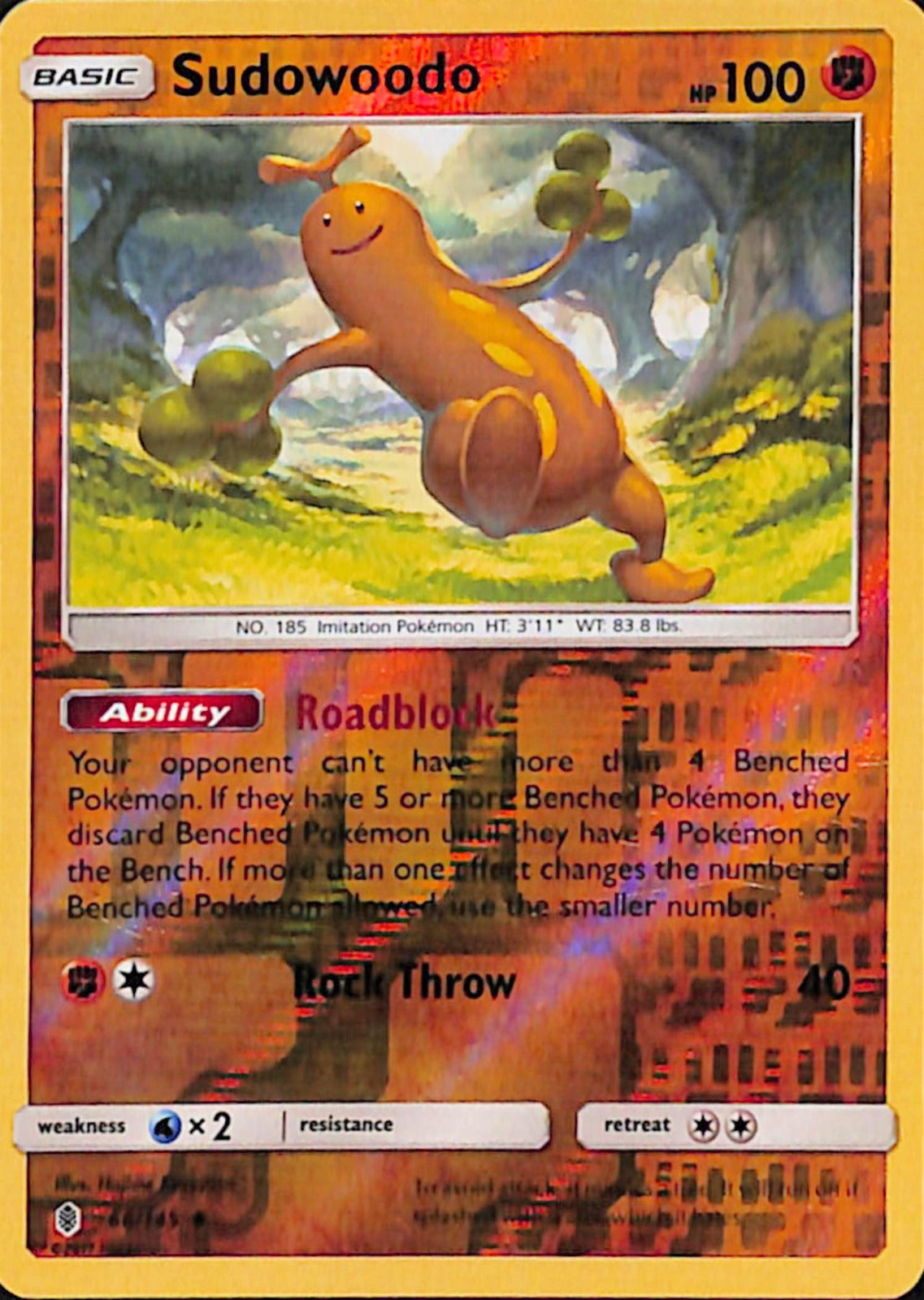 Sudowoodo Reverse Holo Uncommon SM - Guardians Rising 66/145 LP
