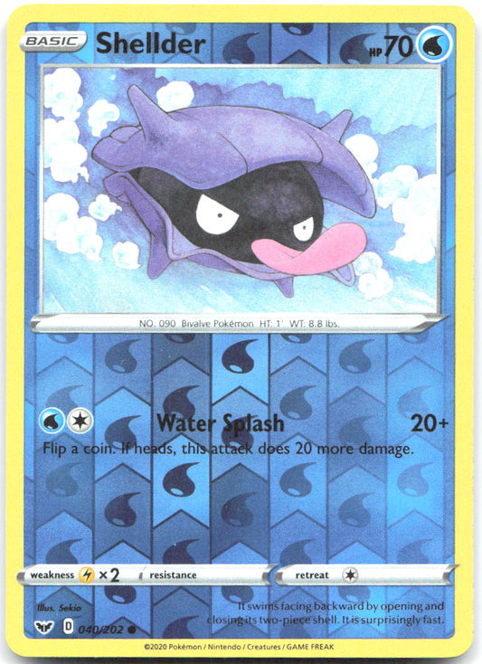 Shellder Reverse Holo Common SWSH01: Sword & Shield Base Set 040/202 NM