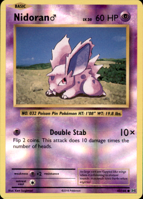 Nidoran M Reverse Holo Common XY - Evolutions 43/108 NM