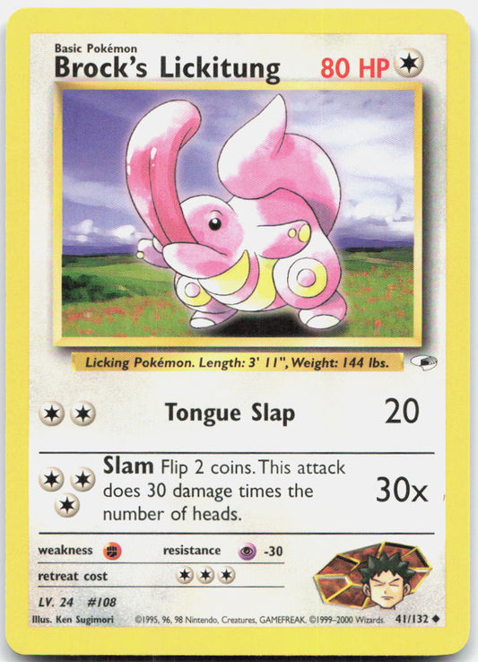 Brock's Lickitung Unlimited Uncommon Gym Heroes 041/132 NM