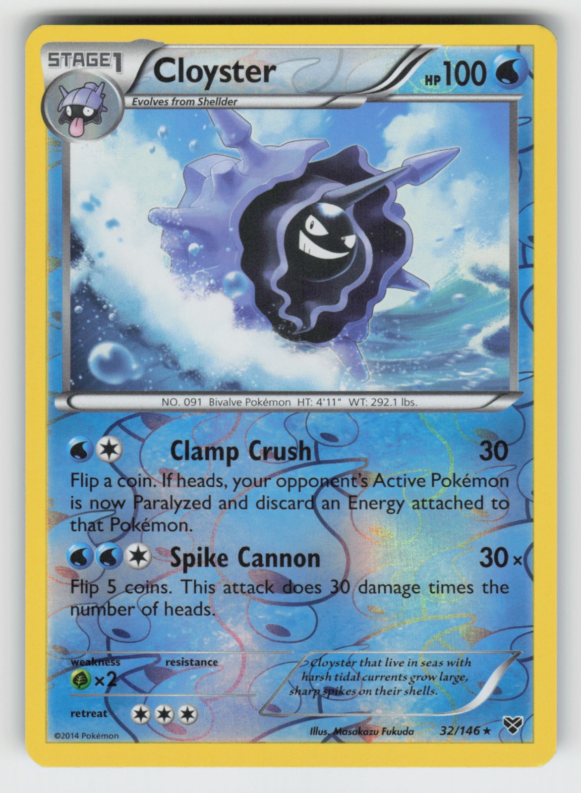 Cloyster Reverse Holo Rare XY Base Set 32/146 LP