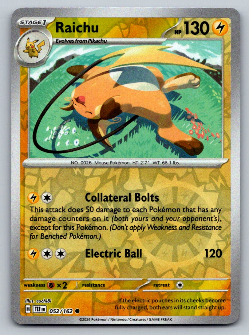 Raichu Reverse Holo Common SV05: Temporal Forces 052/162 NM