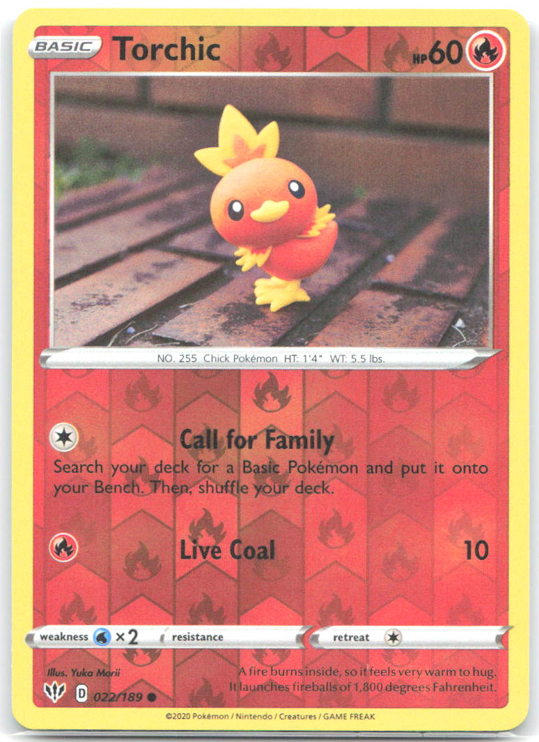 Torchic Reverse Holo Common SWSH03: Darkness Ablaze 022/189 NM