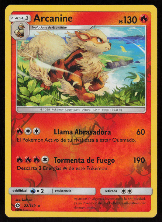 Arcanine Reverse Holo Holo Rare SM Base Set 22/149 LP