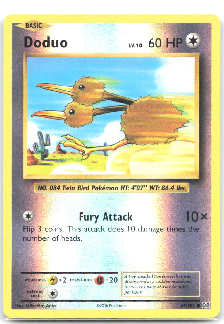 Doduo Reverse Holo Common XY - Evolutions 69/108 NM